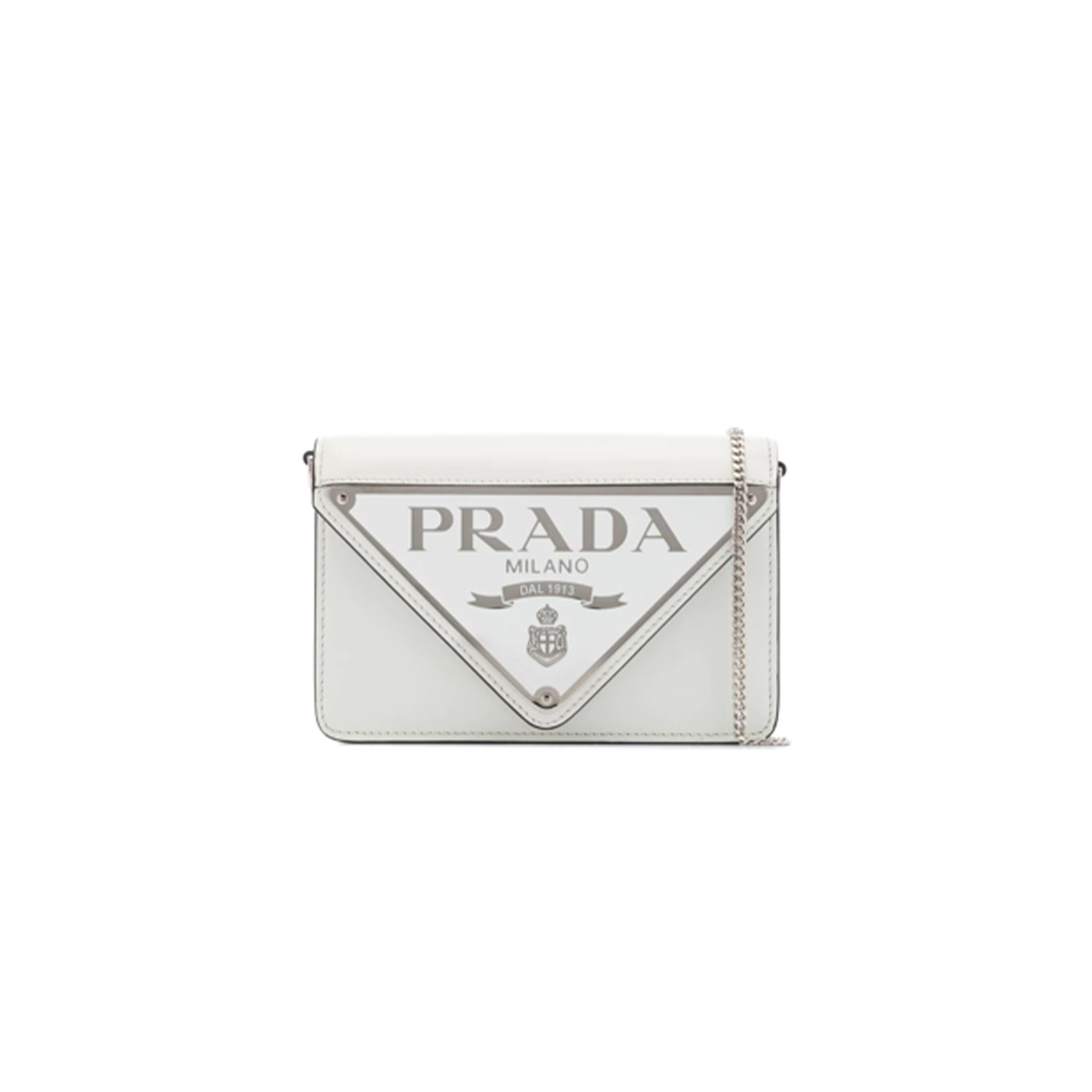 Pra*a mini borse flap shoulder bag in white 1bh189 (17*9.5*3.5cm)